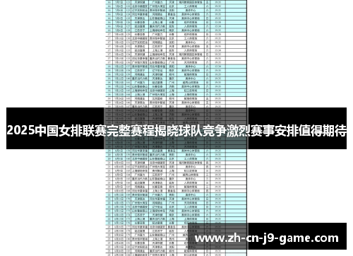 2025中国女排联赛完整赛程揭晓球队竞争激烈赛事安排值得期待